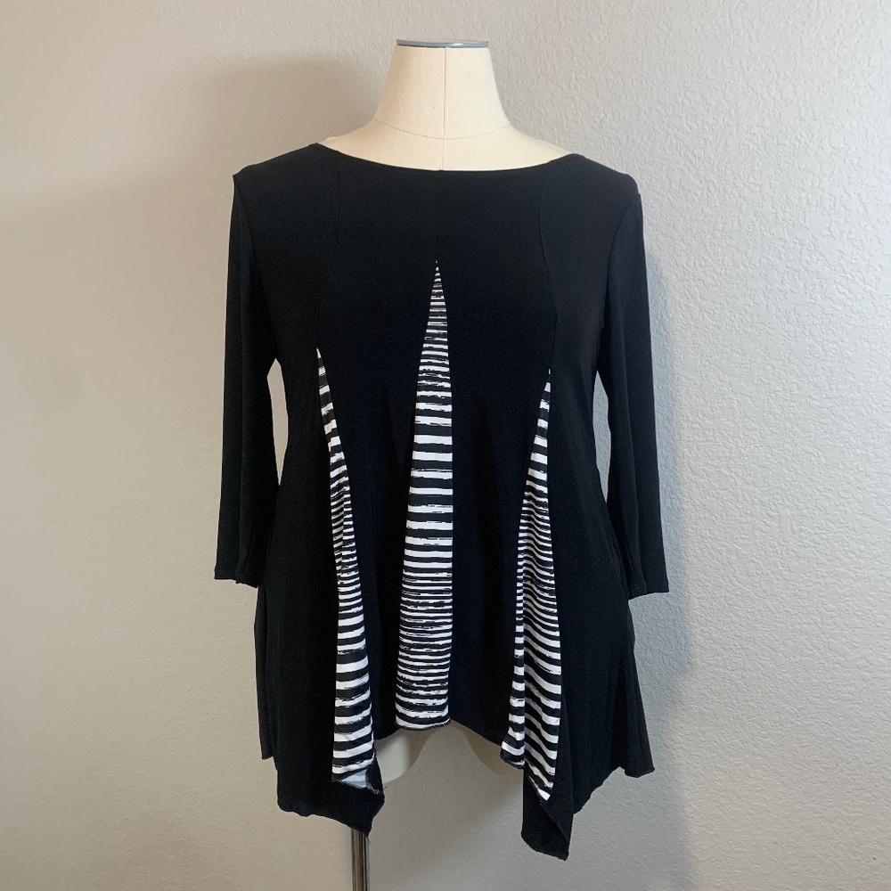 VTG Cover Charge Swingy Tunic Top with Striped Darts